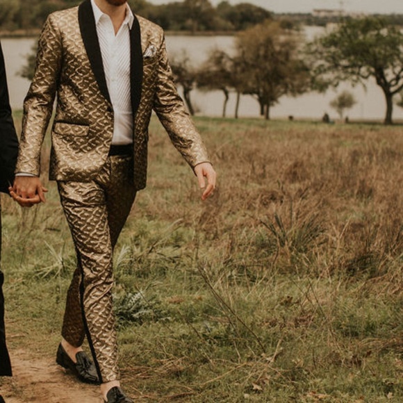 Mr. Turk Alfred Blazer- 40R Gold, Sisley Tux Trouser-33R - Picture 3 of 10